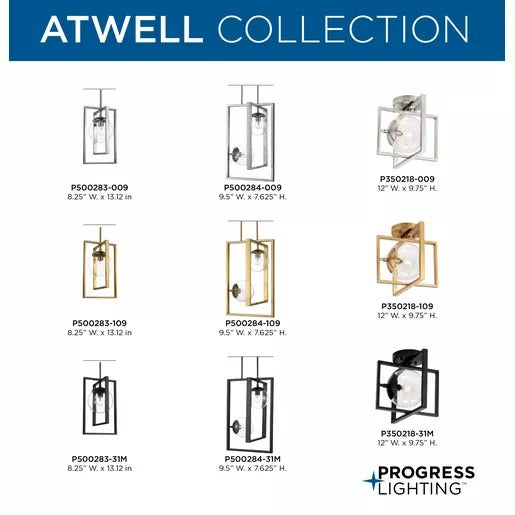 Progress Lighting 94350218009 Atwell 1 Light 60W Semi-Flush Mount Light Candelabra Base Brushed Nickel (P350218-009)