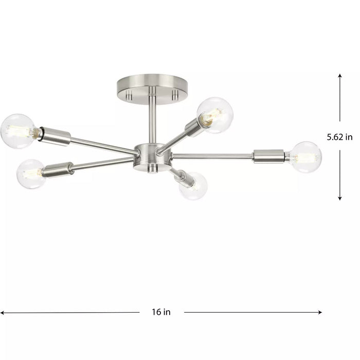 Progress Lighting 94350219009 Delayne 5 Light 60W Semi-Flush Mount Light Candelabra Base Brushed Nickel (P350219-009)