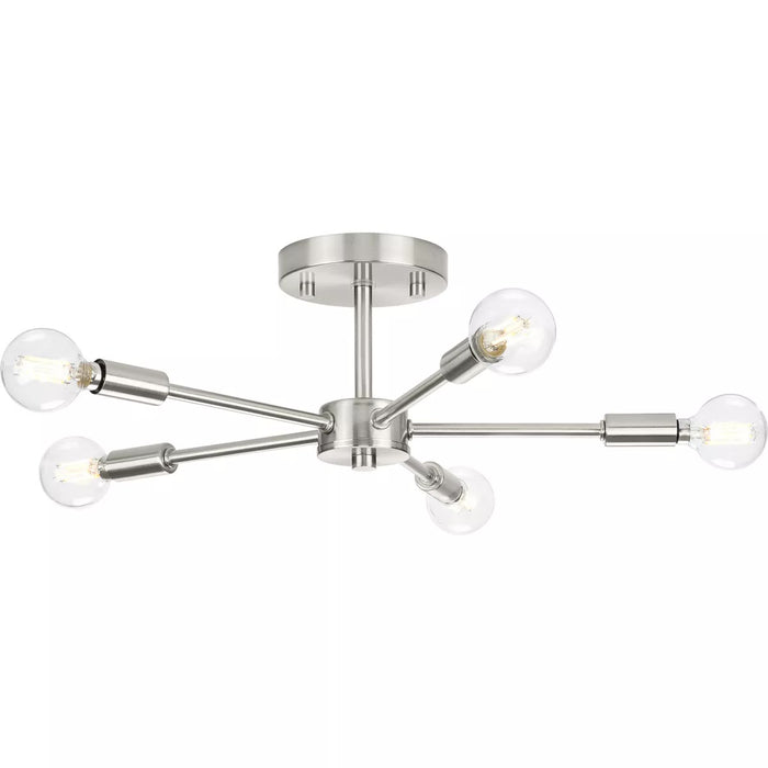 Progress Lighting 94350219009 Delayne 5 Light 60W Semi-Flush Mount Light Candelabra Base Brushed Nickel (P350219-009)