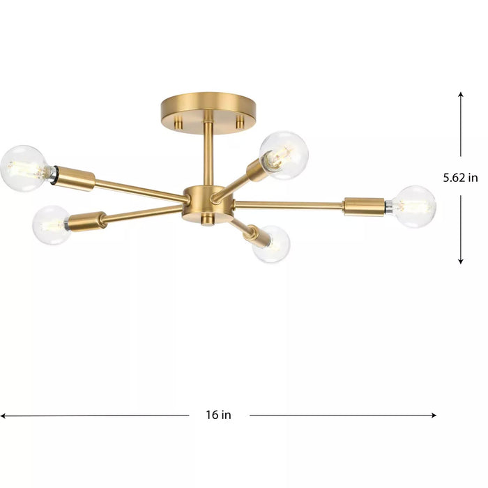 Progress Lighting 94350219109 Delayne 5 Light 60W Semi-Flush Mount Light Candelabra Base Brushed Bronze (P350219-109)