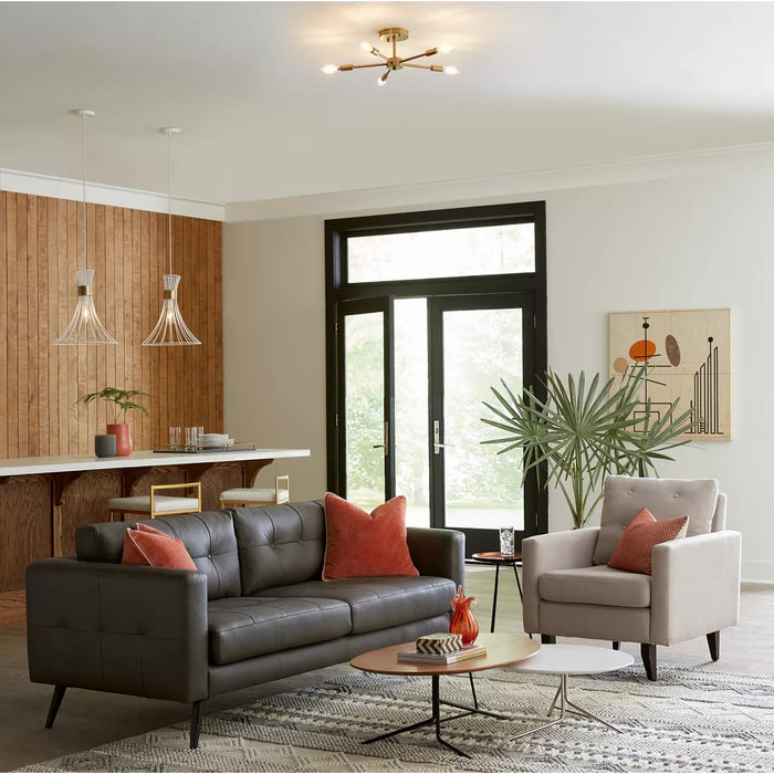 Progress Lighting 94350219109 Delayne 5 Light 60W Semi-Flush Mount Light Candelabra Base Brushed Bronze (P350219-109)