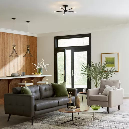 Progress Lighting 9435021931M Delayne 5 Light 60W Semi-Flush Mount Light Candelabra Base Matte Black (P350219-31M)