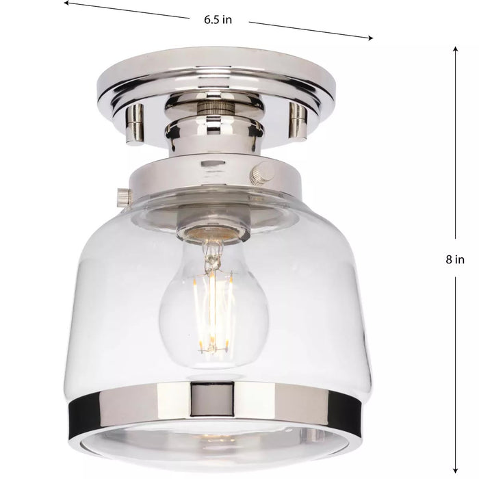 Progress Lighting 94350220104 Judson 1 Light 60W Outdoor Flush Mount Light Medium Base Polished Nickel (P350220-104)