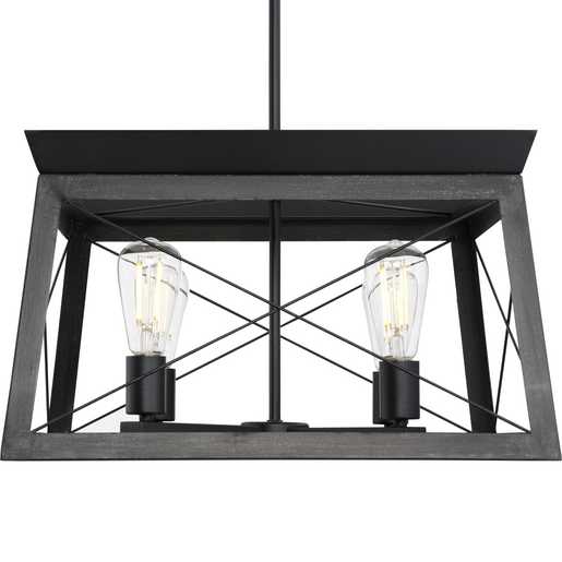 Progress Lighting 94400047031 Briarwood 4 Light 100W Chandelier Medium Base Textured Black (P400047-031)