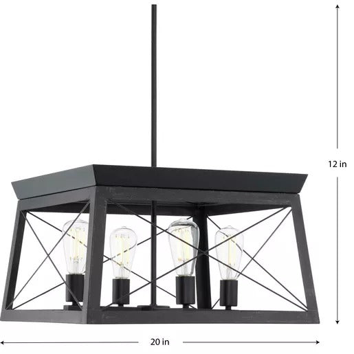 Progress Lighting 94400047031 Briarwood 4 Light 100W Chandelier Medium Base Textured Black (P400047-031)
