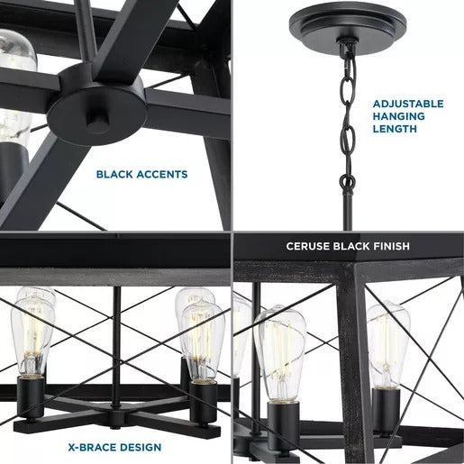 Progress Lighting 94400047031 Briarwood 4 Light 100W Chandelier Medium Base Textured Black (P400047-031)