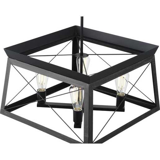 Progress Lighting 94400047031 Briarwood 4 Light 100W Chandelier Medium Base Textured Black (P400047-031)