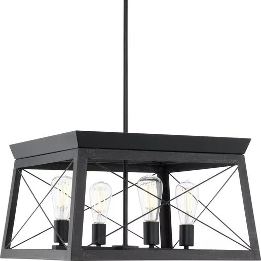 Progress Lighting 94400047031 Briarwood 4 Light 100W Chandelier Medium Base Textured Black (P400047-031)