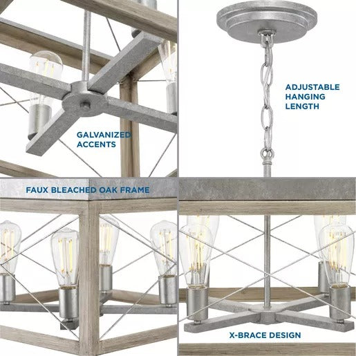 Progress Lighting 94400047141 Briarwood 4 Light 100W Chandelier Medium Base Galvanized Finish (P400047-141)