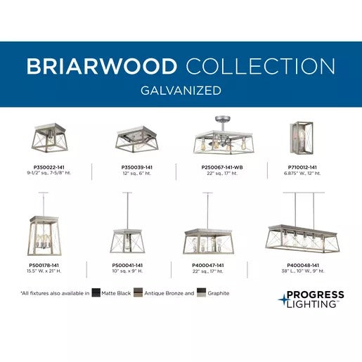 Progress Lighting 94400047141 Briarwood 4 Light 100W Chandelier Medium Base Galvanized Finish (P400047-141)