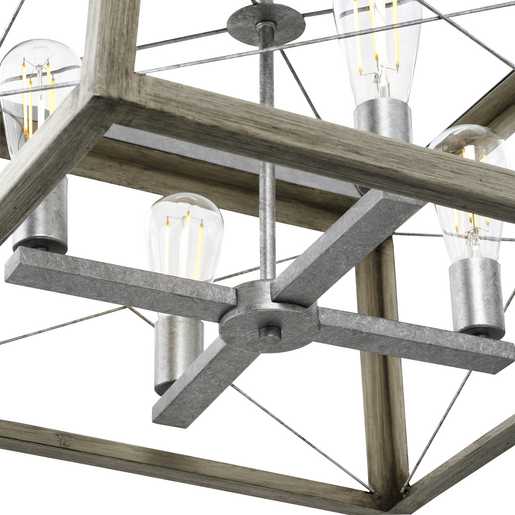 Progress Lighting 94400047141 Briarwood 4 Light 100W Chandelier Medium Base Galvanized Finish (P400047-141)