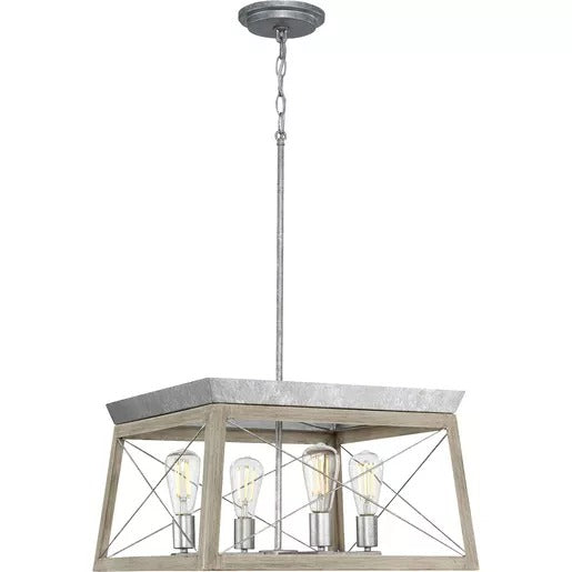 Progress Lighting 94400047141 Briarwood 4 Light 100W Chandelier Medium Base Galvanized Finish (P400047-141)