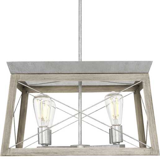 Progress Lighting 94400047141 Briarwood 4 Light 100W Chandelier Medium Base Galvanized Finish (P400047-141)