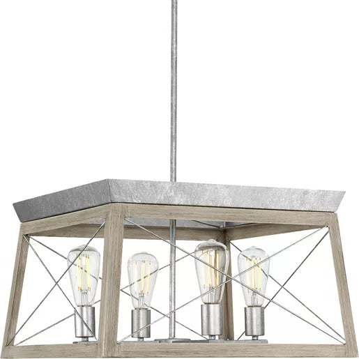 Progress Lighting 94400047141 Briarwood 4 Light 100W Chandelier Medium Base Galvanized Finish (P400047-141)