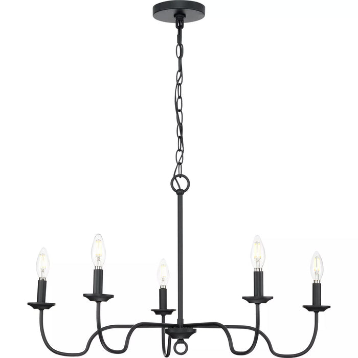 Progress Lighting 9440029131M Canebrake 5 Light 60W Chandelier Candelabra Base Matte Black (P400291-31M)