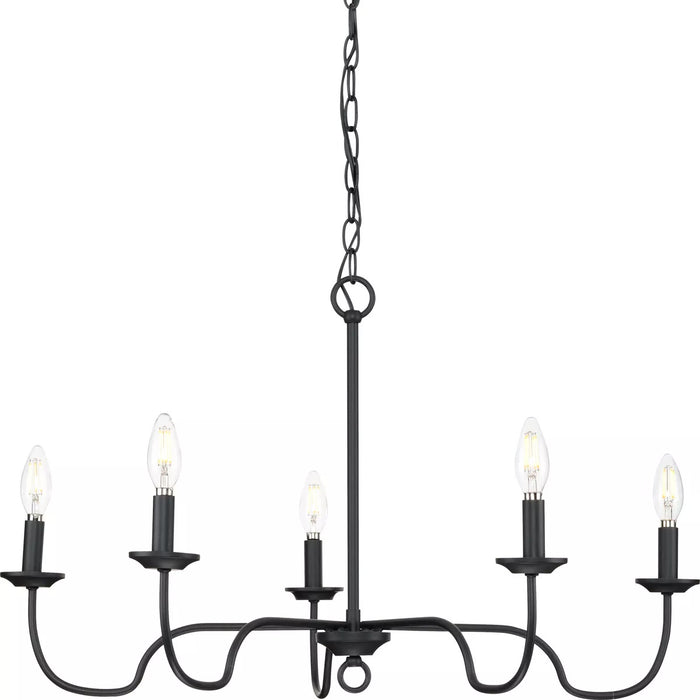 Progress Lighting 9440029131M Canebrake 5 Light 60W Chandelier Candelabra Base Matte Black (P400291-31M)