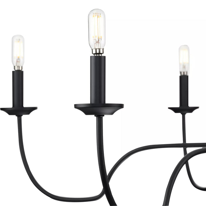 Progress Lighting 9440029231M Canebrake 6 Light 60W Chandelier Candelabra Base Matte Black (P400292-31M)