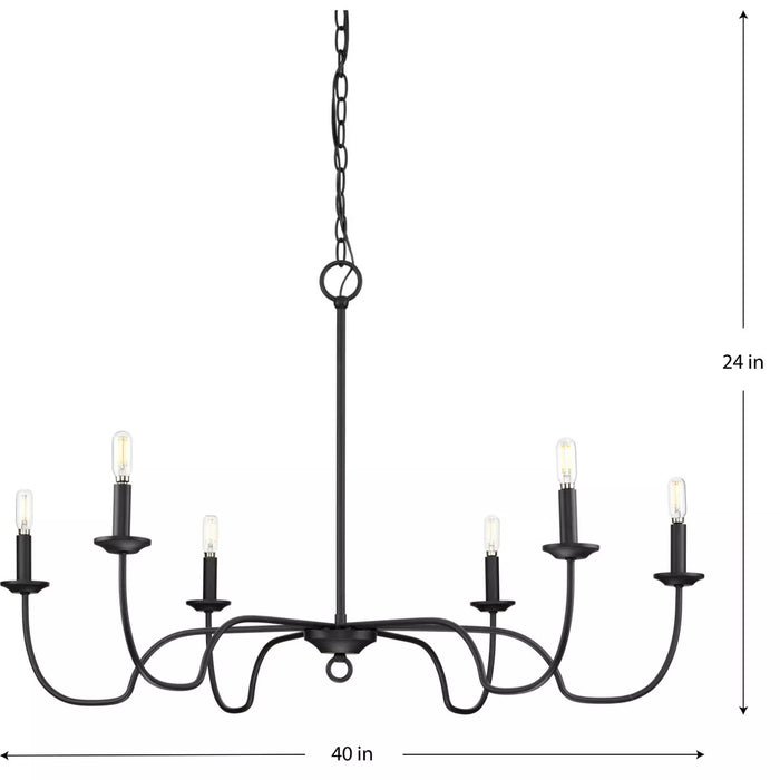 Progress Lighting 9440029231M Canebrake 6 Light 60W Chandelier Candelabra Base Matte Black (P400292-31M)