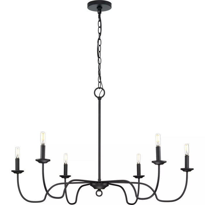 Progress Lighting 9440029231M Canebrake 6 Light 60W Chandelier Candelabra Base Matte Black (P400292-31M)