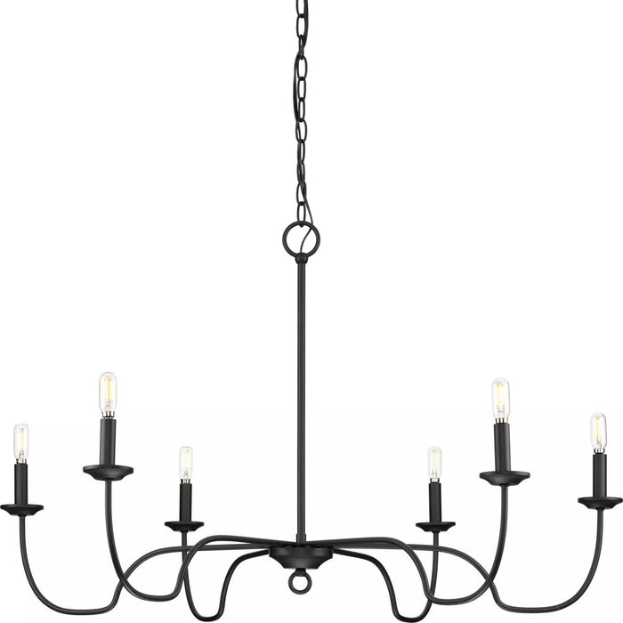 Progress Lighting 9440029231M Canebrake 6 Light 60W Chandelier Candelabra Base Matte Black (P400292-31M)