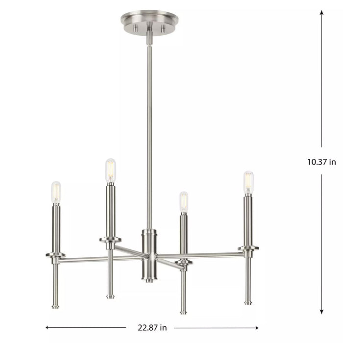 Progress Lighting 94400293009 Elara 4 Light 60W Chandelier Candelabra Base Brushed Nickel (P400293-009)