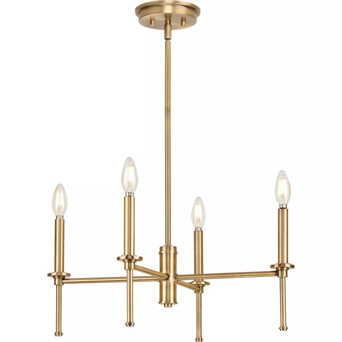 Progress Lighting 94400293163 Elara 4 Light 60W Chandelier Candelabra Base Vintage Brass (P400293-163)