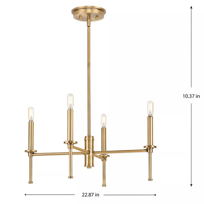 Progress Lighting 94400293163 Elara 4 Light 60W Chandelier Candelabra Base Vintage Brass (P400293-163)