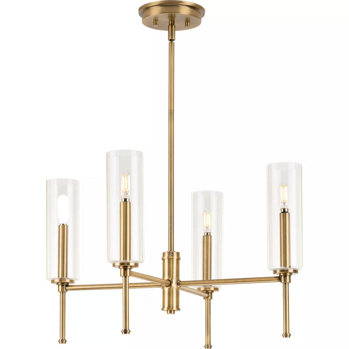 Progress Lighting 94400293163 Elara 4 Light 60W Chandelier Candelabra Base Vintage Brass (P400293-163)