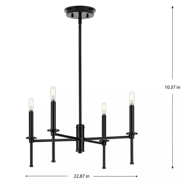 Progress Lighting 9440029331M Elara 4 Light 60W Chandelier Candelabra Base Matte Black (P400293-31M)