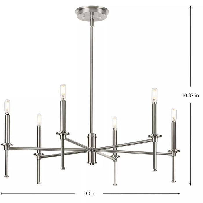 Progress Lighting 94400294009 Elara 6 Light 60W Chandelier Candelabra Base Brushed Nickel (P400294-009)