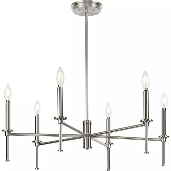 Progress Lighting 94400294009 Elara 6 Light 60W Chandelier Candelabra Base Brushed Nickel (P400294-009)