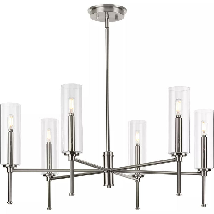 Progress Lighting 94400294009 Elara 6 Light 60W Chandelier Candelabra Base Brushed Nickel (P400294-009)
