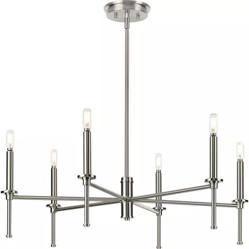 Progress Lighting 94400294009 Elara 6 Light 60W Chandelier Candelabra Base Brushed Nickel (P400294-009)