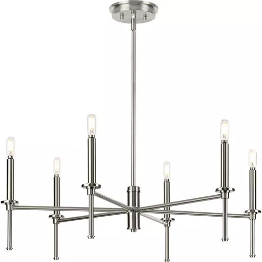 Progress Lighting 94400294009 Elara 6 Light 60W Chandelier Candelabra Base Brushed Nickel (P400294-009)