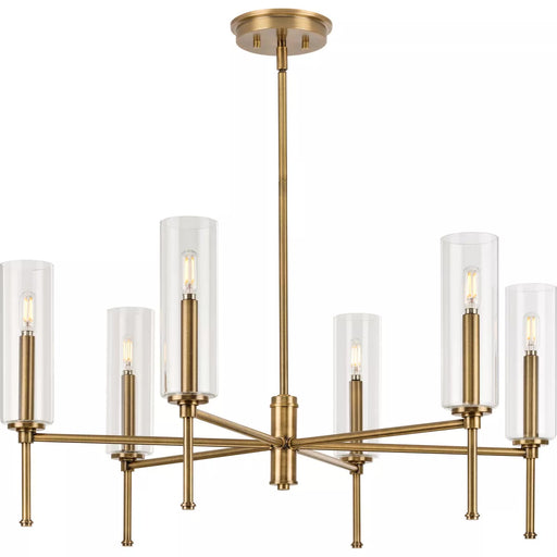 Progress Lighting 94400294163 Elara 6 Light 60W Chandelier Candelabra Base Vintage Brass (P400294-163)