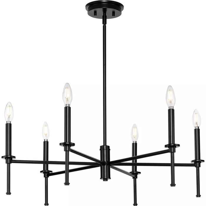 Progress Lighting 9440029431M Elara 6 Light 60W Chandelier Candelabra Base Matte Black (P400294-31M)