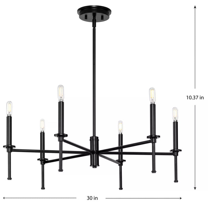 Progress Lighting 9440029431M Elara 6 Light 60W Chandelier Candelabra Base Matte Black (P400294-31M)