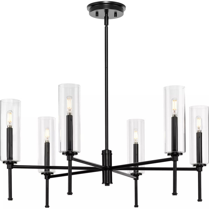 Progress Lighting 9440029431M Elara 6 Light 60W Chandelier Candelabra Base Matte Black (P400294-31M)