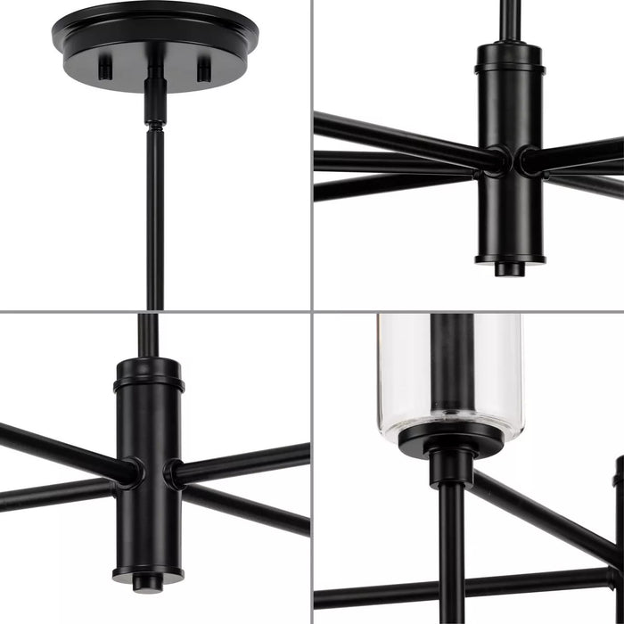 Progress Lighting 9440029431M Elara 6 Light 60W Chandelier Candelabra Base Matte Black (P400294-31M)