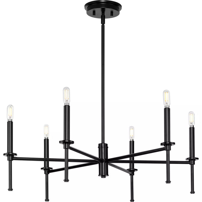 Progress Lighting 9440029431M Elara 6 Light 60W Chandelier Candelabra Base Matte Black (P400294-31M)