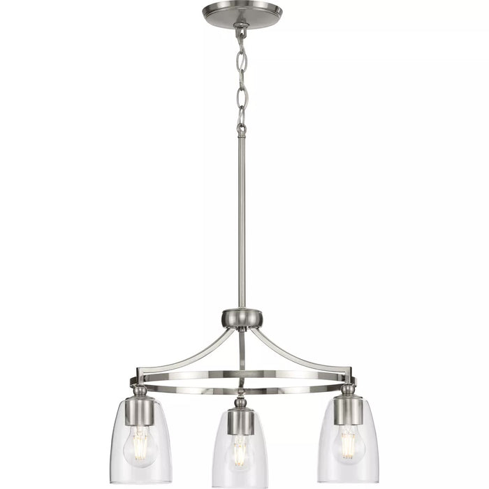 Progress Lighting 94400295009 Parkhurst 3 Light 60W Chandelier Medium Base Brushed Nickel (P400295-009)