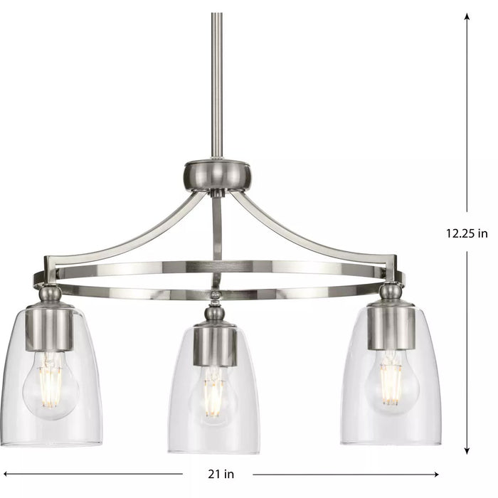 Progress Lighting 94400295009 Parkhurst 3 Light 60W Chandelier Medium Base Brushed Nickel (P400295-009)