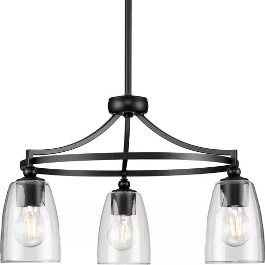 Progress Lighting 9440029531M Parkhurst 3 Light 60W Chandelier Medium Base Matte Black (P400295-31M)