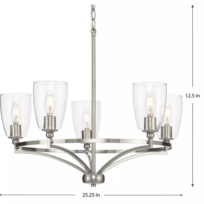 Progress Lighting 94400296009 Parkhurst 5 Light 60W Chandelier Candelabra Base Brushed Nickel (P400296-009)