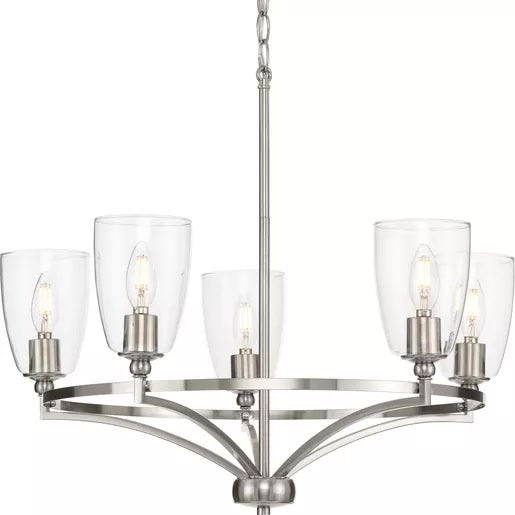 Progress Lighting 94400296009 Parkhurst 5 Light 60W Chandelier Candelabra Base Brushed Nickel (P400296-009)