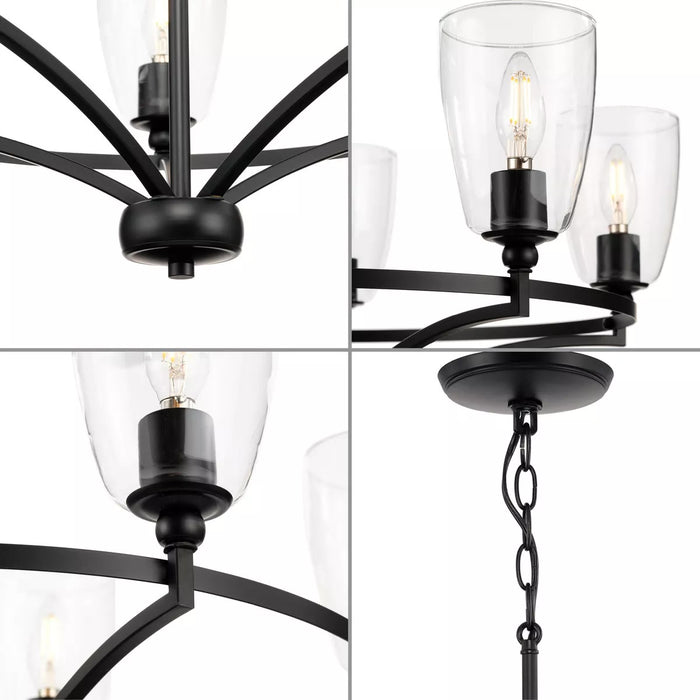 Progress Lighting 9440029631M Parkhurst 5 Light 60W Chandelier Candelabra Base Matte Black (P400296-31M)