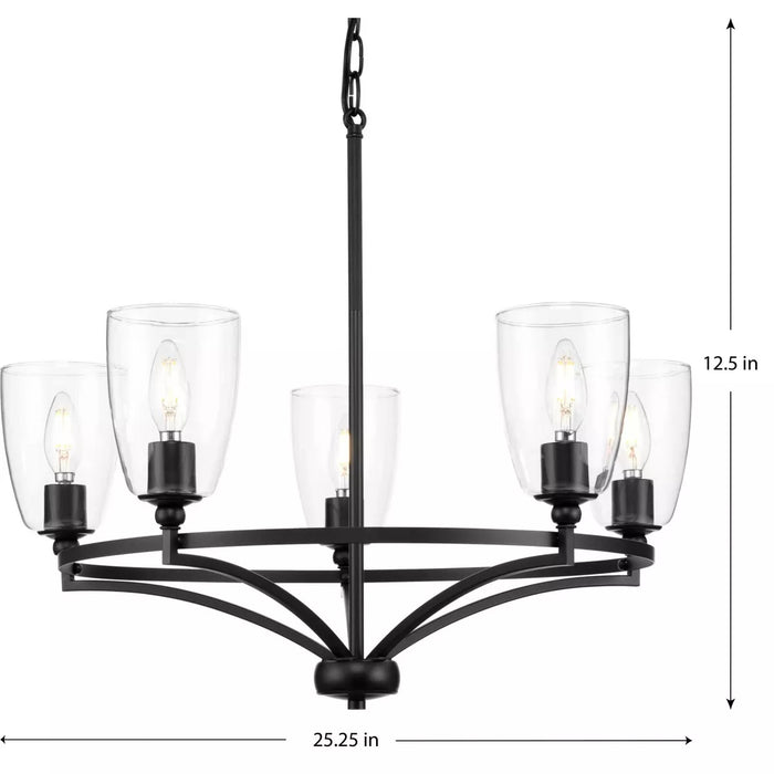 Progress Lighting 9440029631M Parkhurst 5 Light 60W Chandelier Candelabra Base Matte Black (P400296-31M)