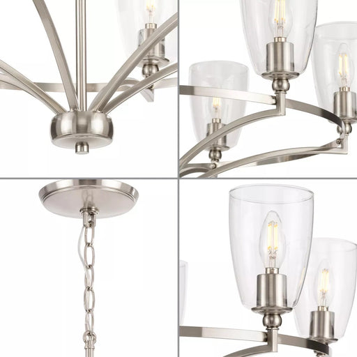 Progress Lighting 94400297009 Parkhurst 6 Light 60W Chandelier Candelabra Base Brushed Nickel (P400297-009)