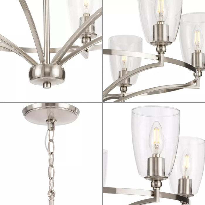 Progress Lighting 94400297009 Parkhurst 6 Light 60W Chandelier Candelabra Base Brushed Nickel (P400297-009)