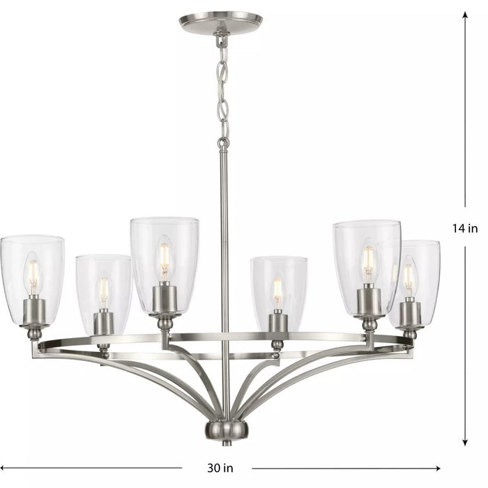 Progress Lighting 94400297009 Parkhurst 6 Light 60W Chandelier Candelabra Base Brushed Nickel (P400297-009)